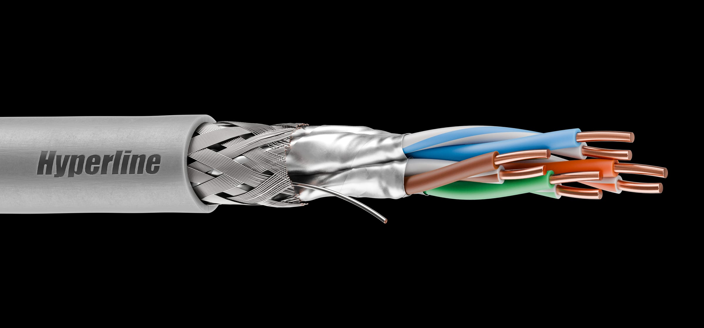 Кабель Hyperline SFTP4R-C6A — поперечное сечение